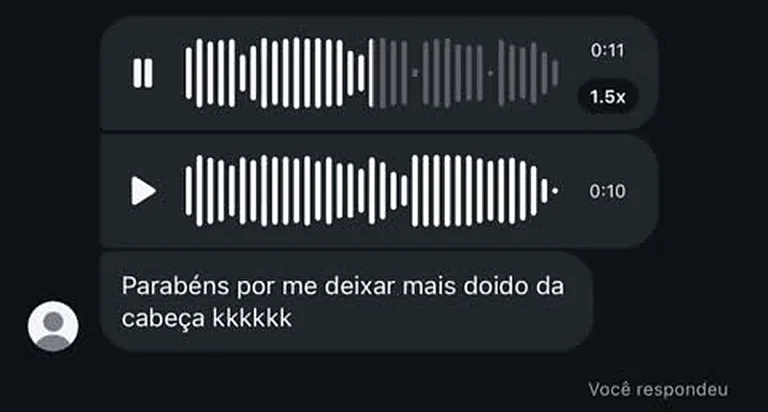 Print de áudio de aluno no WhatsApp
